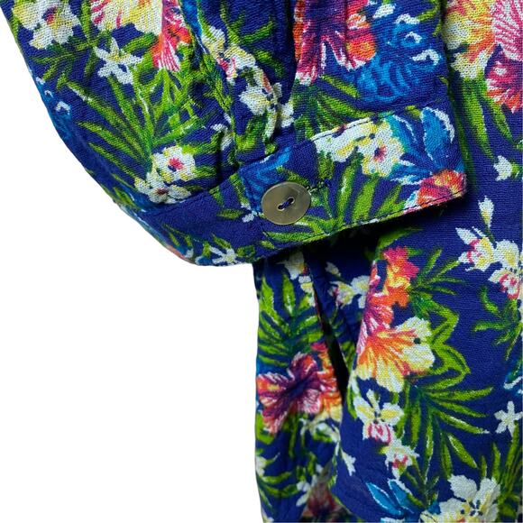 Bedford Fair NWOT Sz L 3/4 Sleeve Blue Floral Button Front Top 100% Cotton (2563 - Picture 9 of 9